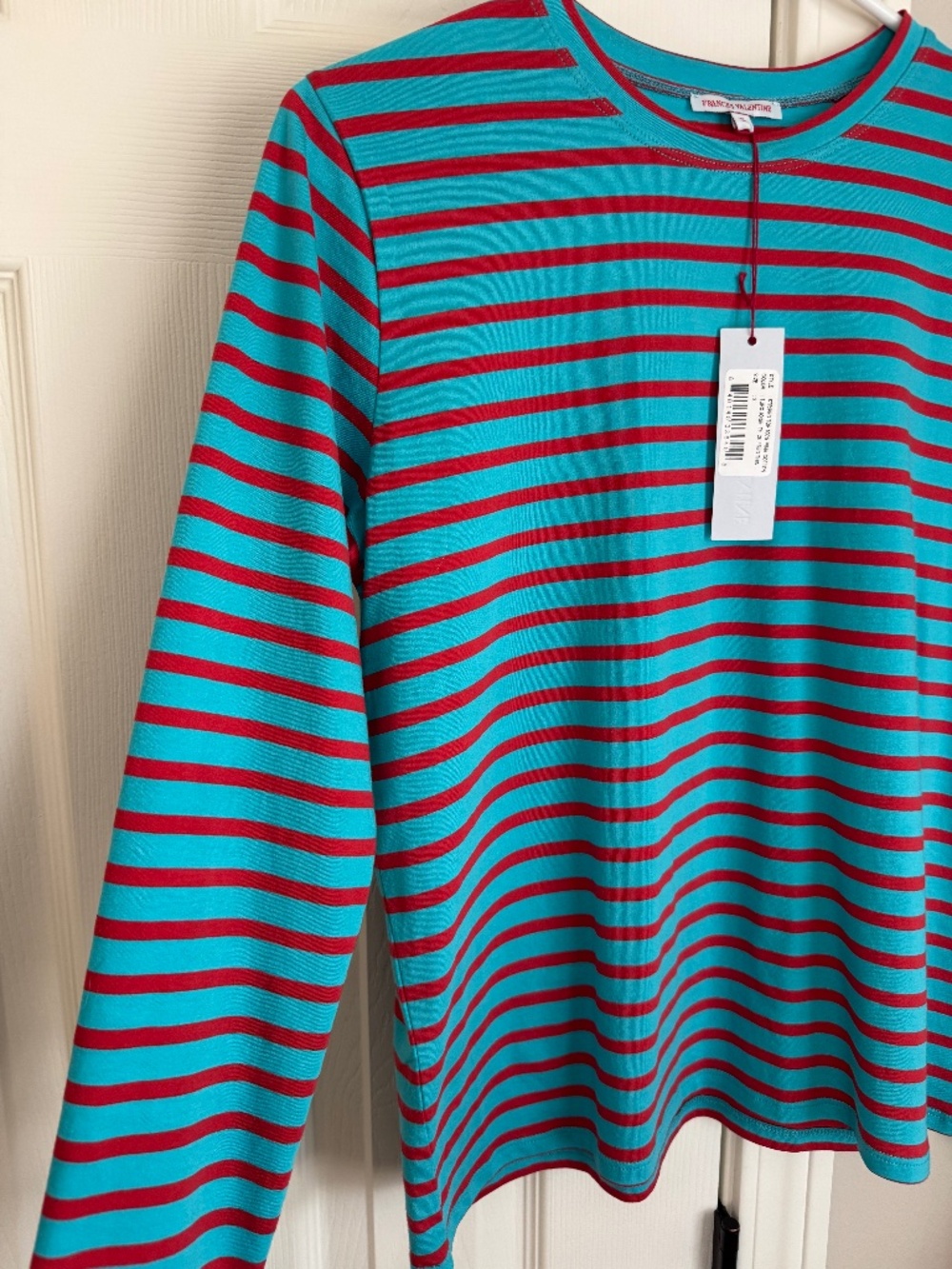 NWT, FRANCES VALENTINE, FAMOUS STRIPE LONG SLEEVE TSHIRT IN PIMA COTTON - Picture 4 of 11